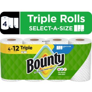 Bounty Paper Towels Select-A-Size White, 4 Triple Rolls, 123 Sheets Per Roll