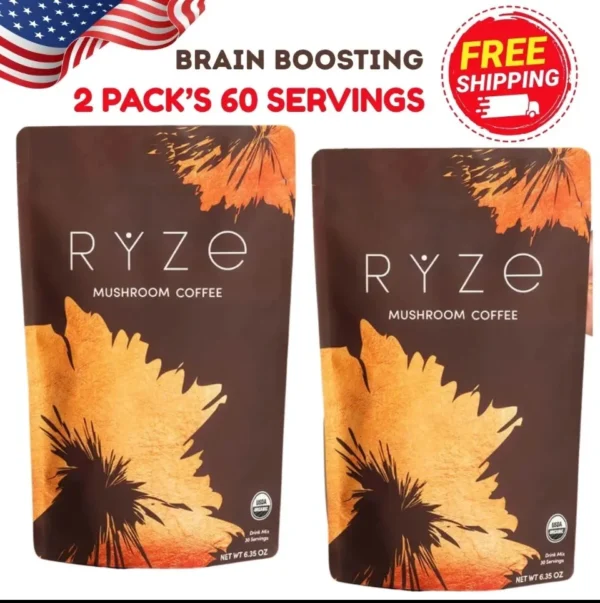 2 Pack RYZE Mushroom Coffee Bags Of 30 Servings Each Organic Arabica Coffee New - Image 4