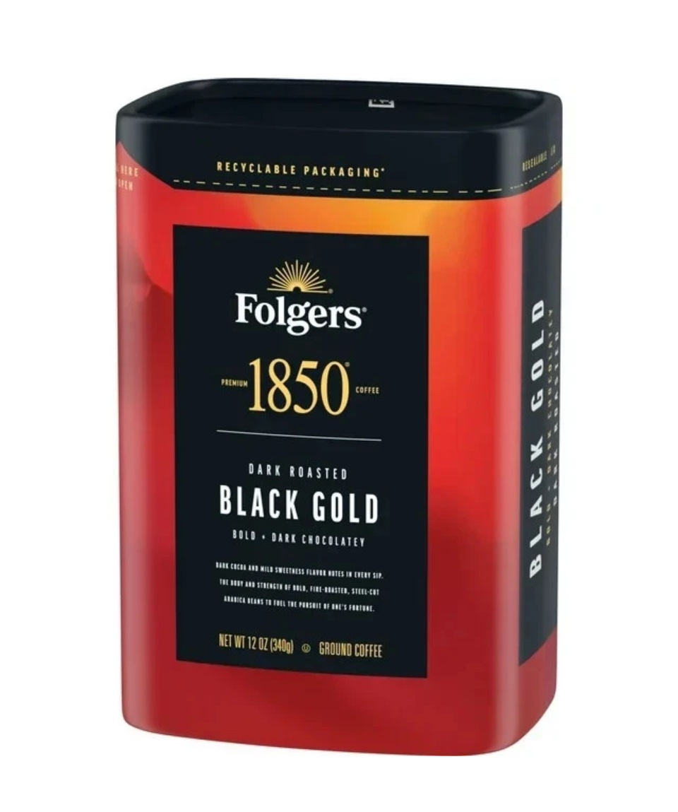 Folgers 1850 Black Gold Dark Roast Coffee, 12 oz Recyclable Canister - Image 3